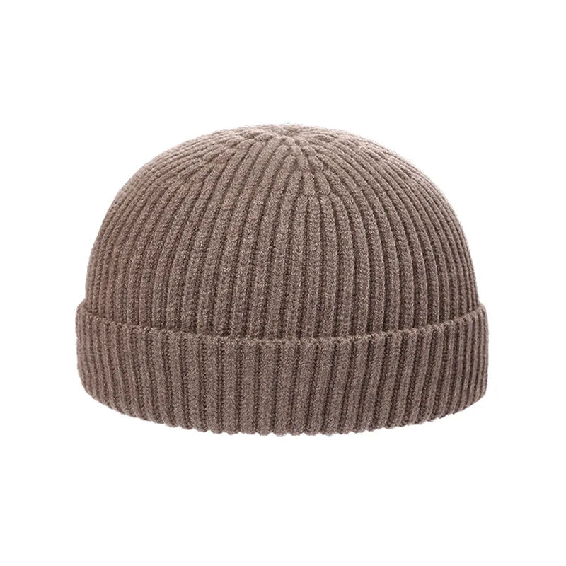 Autumn  Winter Short Warm Melon Hat Men Knitted Round Top Brimless Cold Hat Women Street hip-hop Wool Beanie