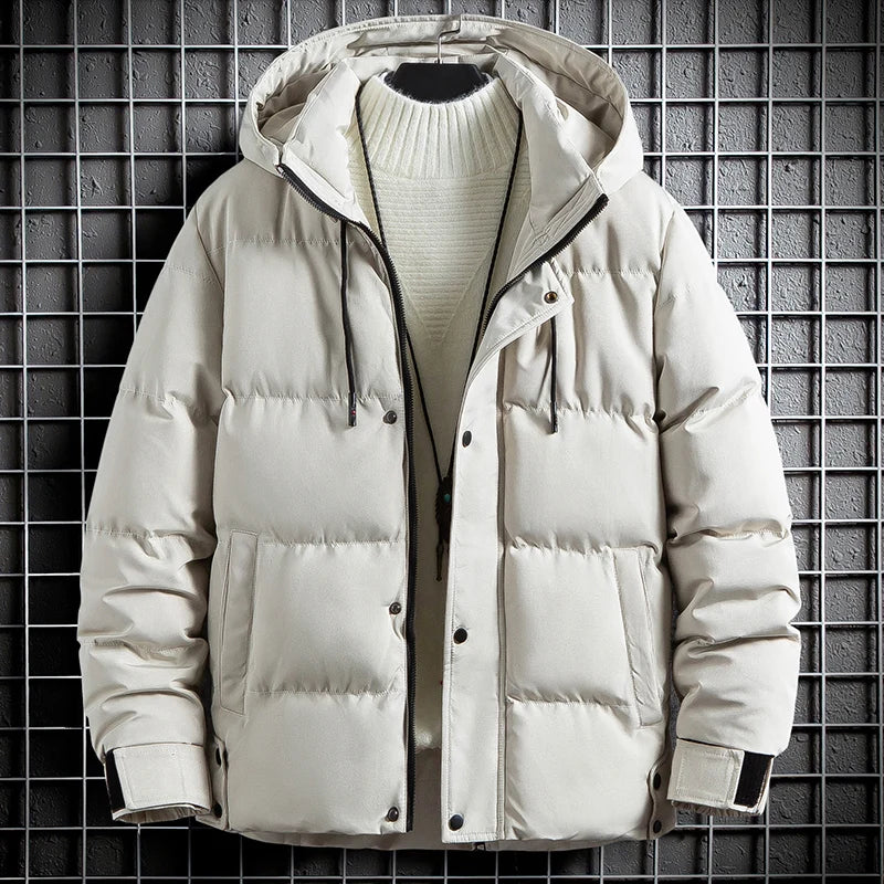 Langhylse Solid Warm Parkas Cardigan Outdoor Men Autumn Winter Jacket Waterproof Hoodie Outerwear Fashion Sportswear Coat Tops