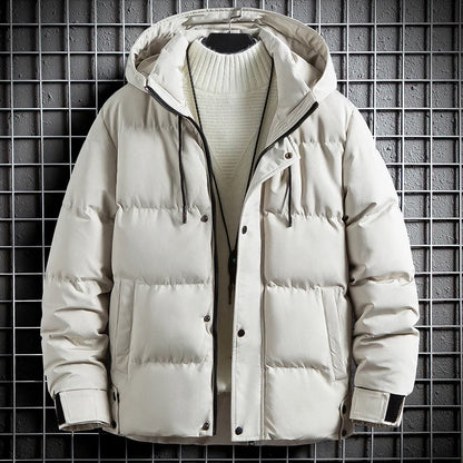 Langhylse Solid Warm Parkas Cardigan Outdoor Men Autumn Winter Jacket Waterproof Hoodie Outerwear Fashion Sportswear Coat Tops