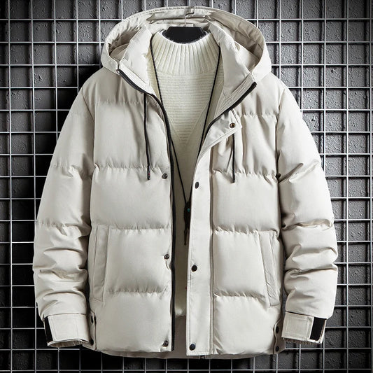 Long Sleeve Solid Warm Parkas Cardigan Outdoor Men Autumn Winter Jacket Waterproof Hoodie Outerwear Fashion Sportswear Coat Tops