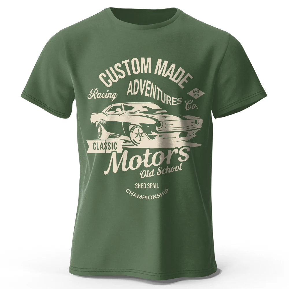 Camiseta impresa de motores para hombres 100% algodón de algodón
