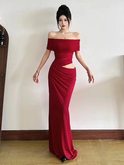 Seltsame kuschelgerüste unregelmäßige Kleid Frauen Mesh Patchwork Slash Neck Kurzarm Dünne Stretchtrend elegante lange Bodycon -Outfits