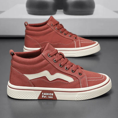 Fashion High Top Men Casual Shoes Comfortable Flat Boot Sneakers Men Canvas Shoes Lightweight Flats Students Walking Sport Shoes