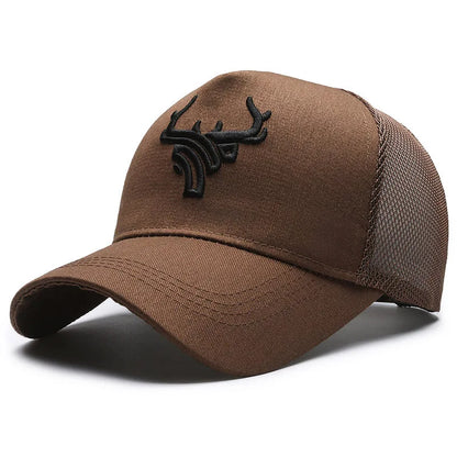Unisex Animal Antlers Embroidery Baseball Net Caps Spring and Summer Outdoor Adjustable Casual Hats Sunscreen Hat