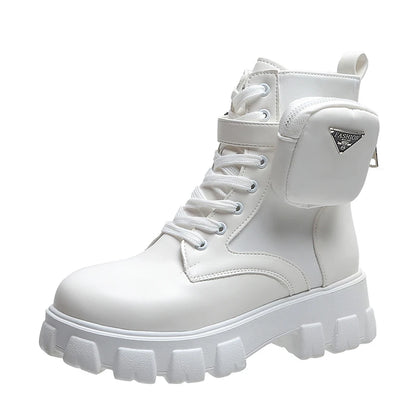 Women Boots Motorcycle Casual Shoes New Woman Leather Minimalist Classic Punk Female Mary Jane Goth Shoes Platform Boots Women
