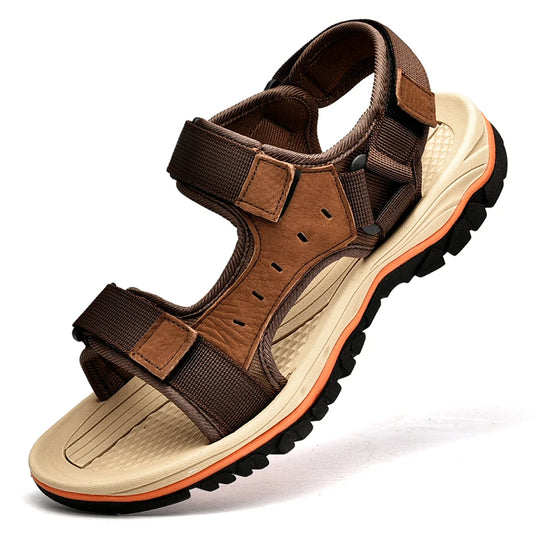 New Summer Outdoor Trend Classic Plus Size 38-47 Sandals Fashion Beach Leather Men's Hollow Sandals Outdoor Durable Slippers