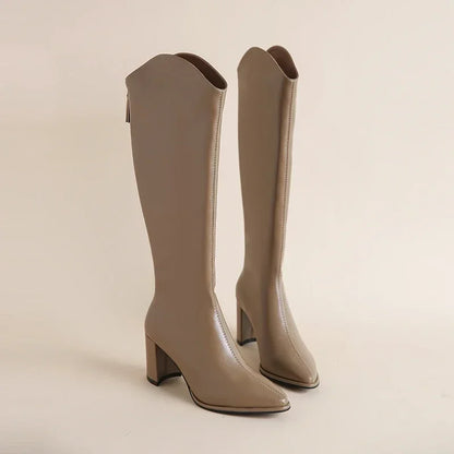 Plus size 34-43 Nuove stivali da donna con cerniera spessa con tacchi alti semplici Stivali invernali autunnali Stivali invernale