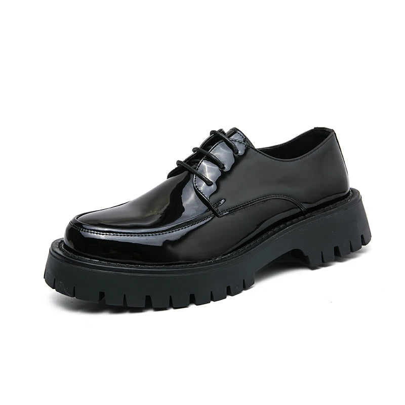 Nye platformsko loafers sko mænd tyksålede bryllupssko sorte formelle forretningssko slip-on læder øger afslappet sko