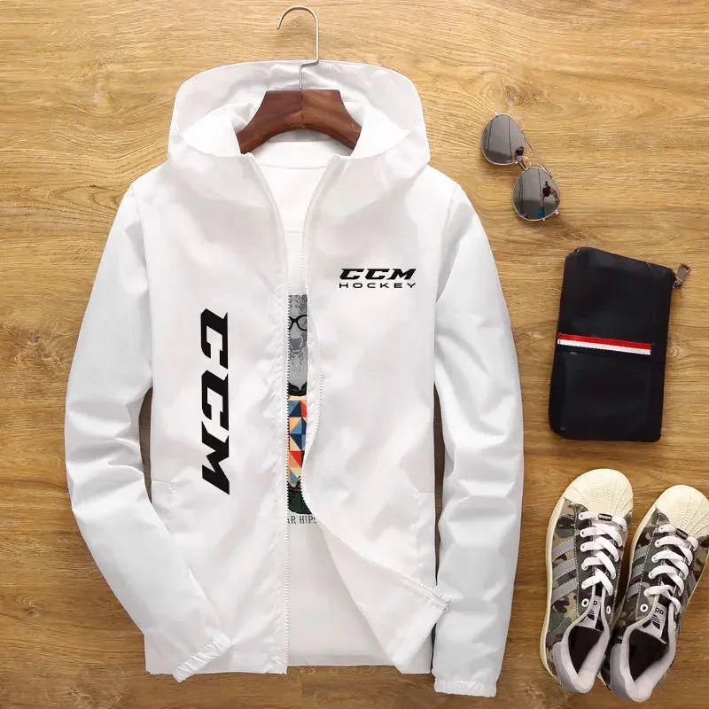 2024New Spring and Summer Hooded Men's Jacket CCM Hockey Herre Casual Windbreaker Zipper tynd sektion Hooded Jacket Men 7XL