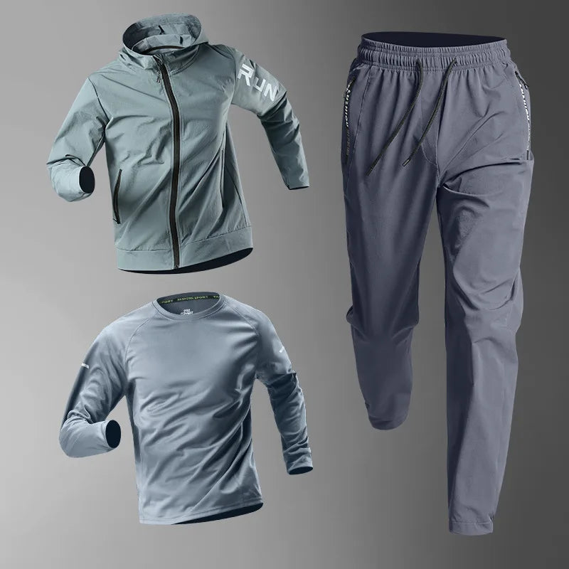 Costum sportiv de primăvară pentru bărbați alergare de fitness de fitness de dimineață alergare în aer liber sport rapid uscare rapidă pentru ciclism, haine pentru jacheta de antrenament pentru ciclism