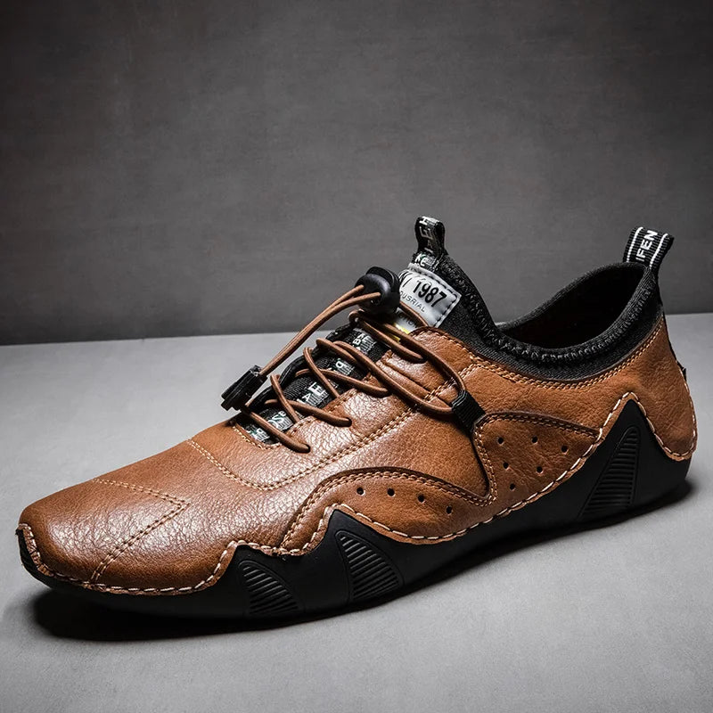 Läder casual sneakers för män som kör skor 2024 Nytt mode i vattentäta män Doug lyxklänning loafers skor skor skor