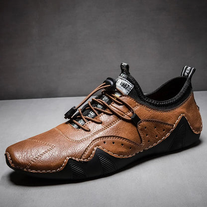 Läder casual sneakers för män som kör skor 2024 Nytt mode i vattentäta män Doug lyxklänning loafers skor skor skor