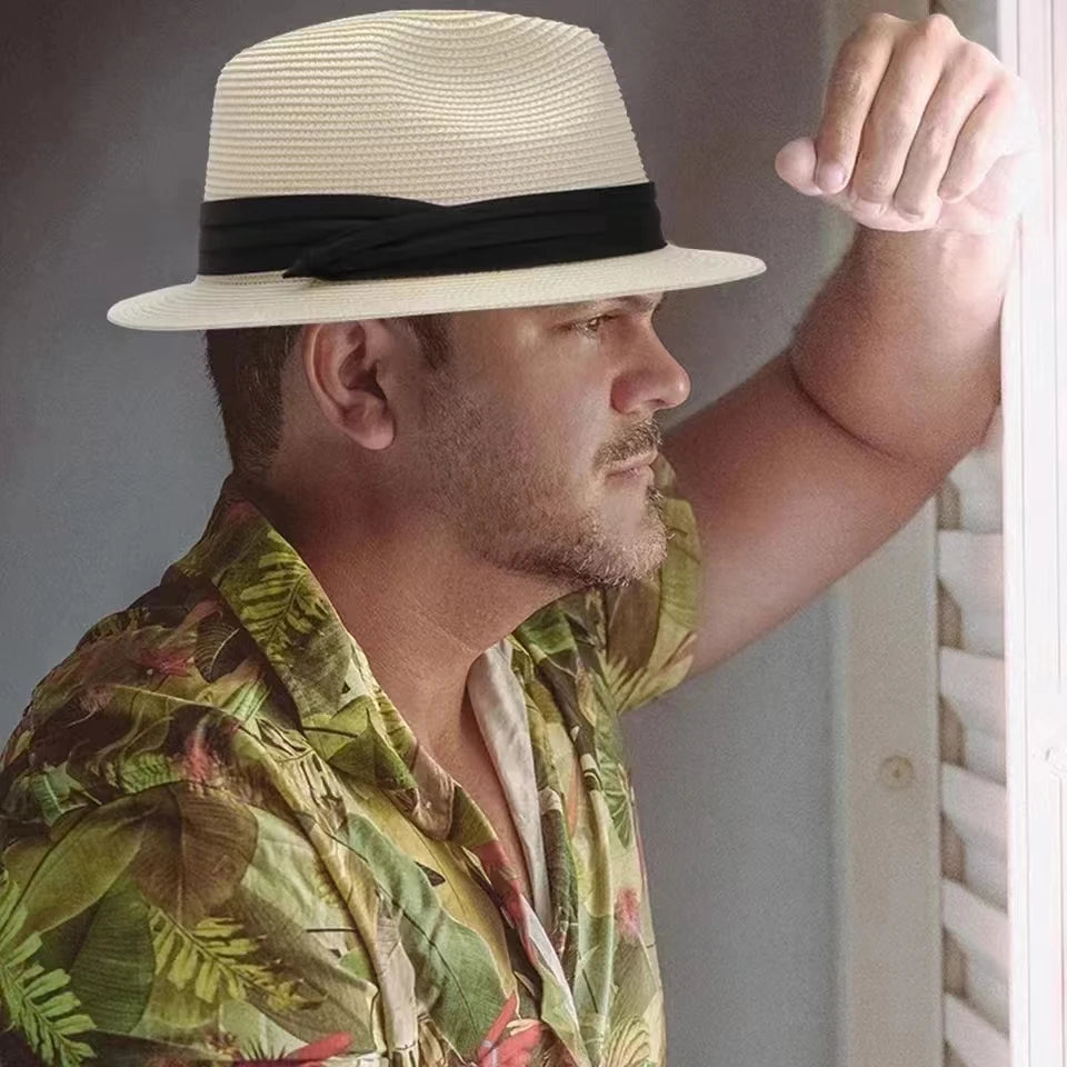 XL Big Head 63cm Zomerstrand geweven zon hoeden mannen vrouwen plus size jazz uv UPF 50+ zonbescherming reizen Panaman Strawhden unisex