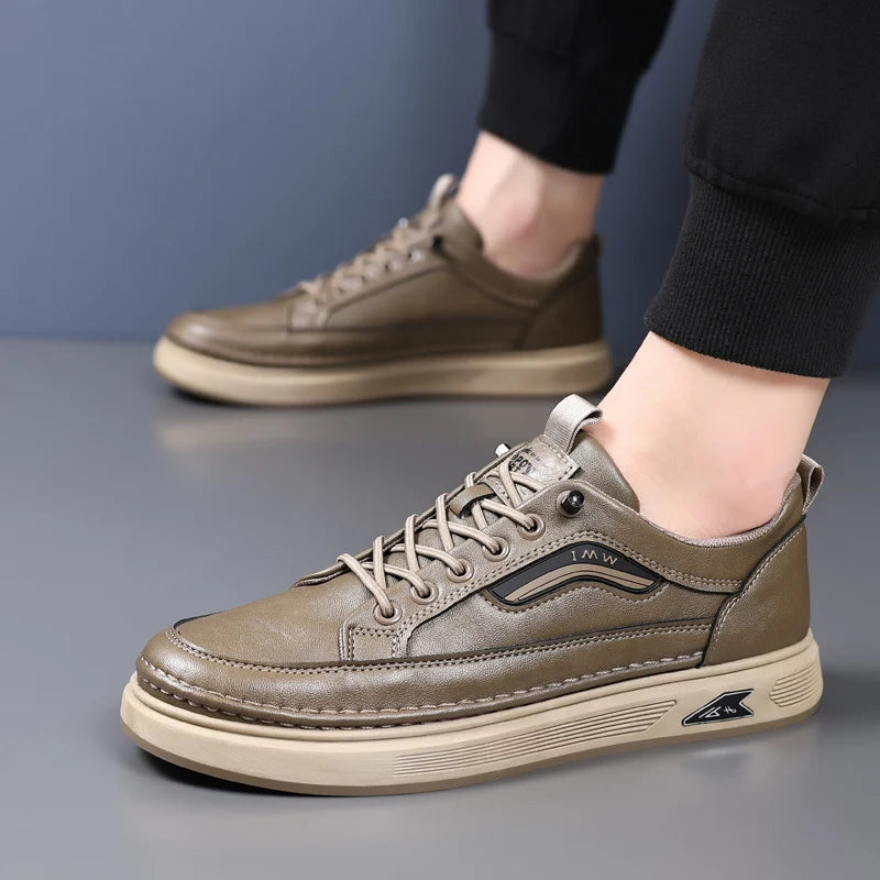 Fashion Board Shoes Casual Sneakers for Men High Quanlity Leather Work Shoes Platform Male Sport Shoes Breathable Walking Shoes