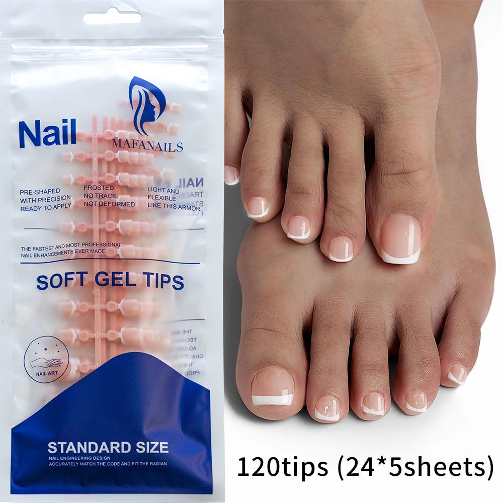120pcs Pink Ombre Medium Coffin Press On Nails Glossy Handmade Acrylic Fake Nails Tips Gradient Design Artificial False Nails