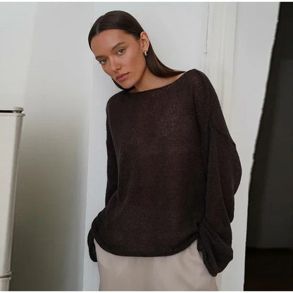 Elegant Knitted Hollow Out Pullovers Women Loose O-neck Long Sleeve See Through Jumper 2024 Summer Y2k Chic Lady Beach Sweater