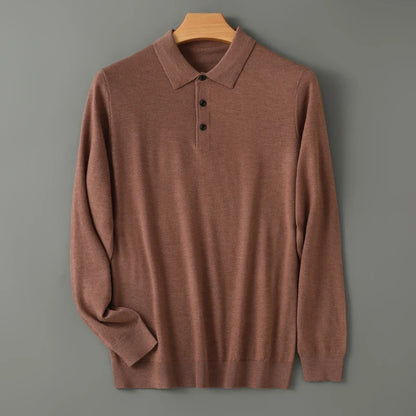 Mænds merino uld sweater polo krave pullover efterår vinter nye cashmere strikket afslappet løs mænds skjorter toppe varm blød