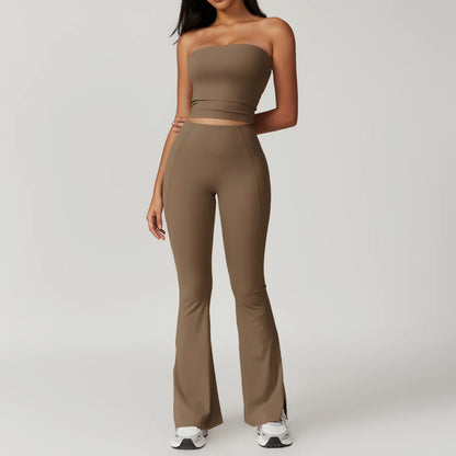 Women's Clothes 2pcs Gym Yoga Suit Sports Set Workout Tracksuit Breathable Sexy Bra Fitness Bell-bottoms Leggings Athletic Wear