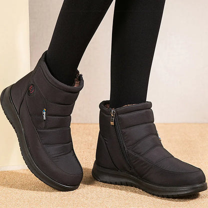Women's Boots 2024 Winter Shoes For Women Ankle Boots Warm Fur Botas Mujer Waterproof Low Heels Snow Boots Winter Flat Shoes