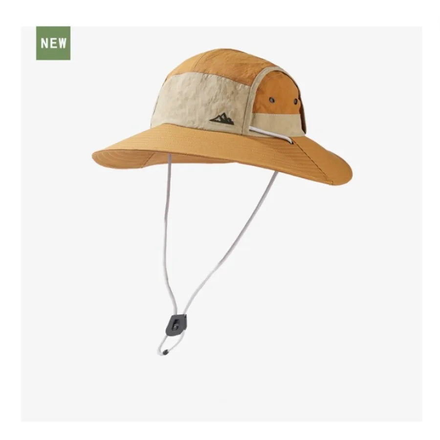 Big Brim Color Blocking Outdoor Sunscreen Mountaineering Cap  Waterproof Fisherman's Hat Men's Riding UV Sun Hat Camping