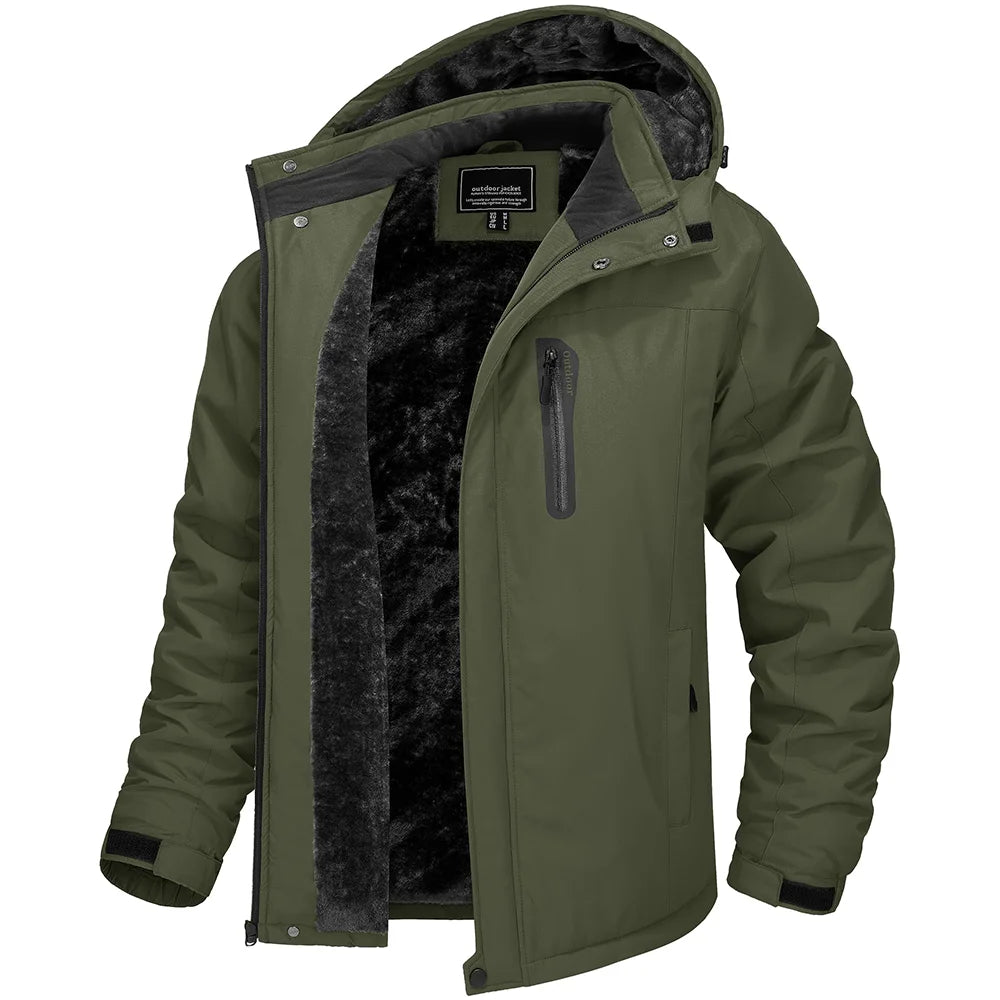 TACVASEN Winter Thicken Fleece Jacket Mens Waterproof Hiking Skiing Jackets Outdoor Mountain Trekking Windbreaker Parka Male