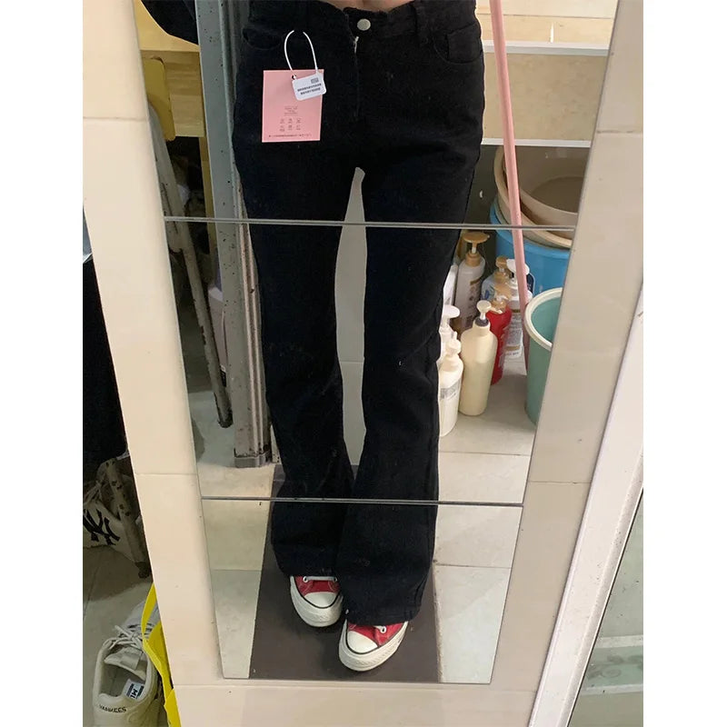 Bla Fce Lined High Waist Denim Jeans Women's Autumn Winter New Sle American Sle Slimming Small Size  Hoof Pants