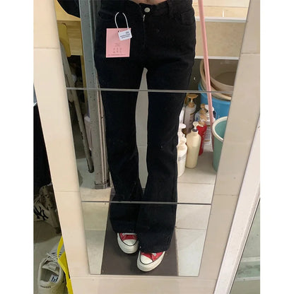 Bla Fce Lined High Waist Denim Jeans Women's Autumn Winter New Sle American Sle Slimming Small Size  Hoof Pants