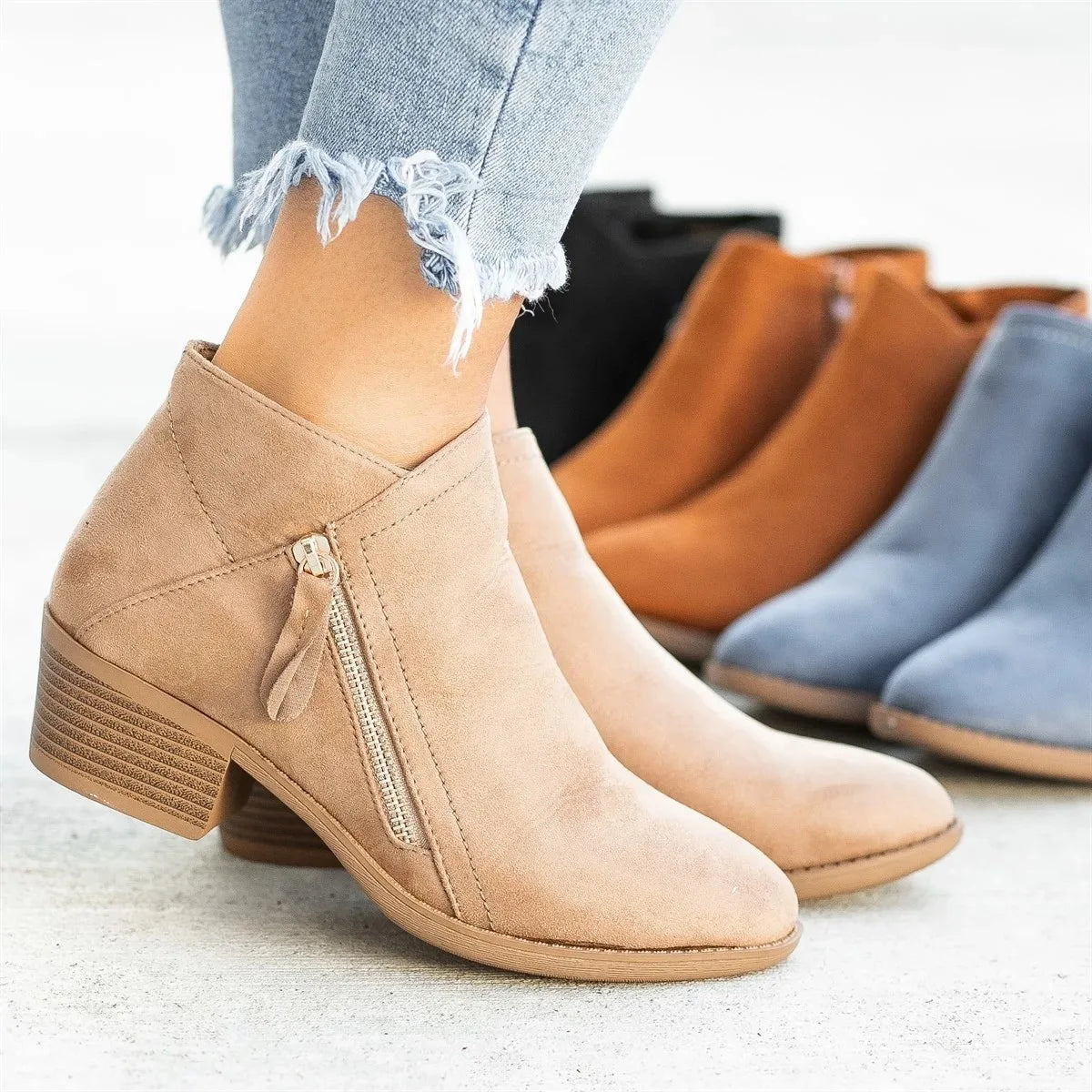 2023 BOOTIES MULHERES AUTUNUS CULHETO CHELSEA BOOTS MULHERES PLATAGEM DE MAPATIVA BOOTS Side zíper do salto no tornozelo Botas de Mujer