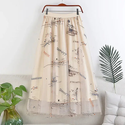 Woman Clothing Casual Elegant Summer Embroidery Streetwear Party Y2k Skirt Fashion Clothes Vintage Long Skirt Ethnic Style