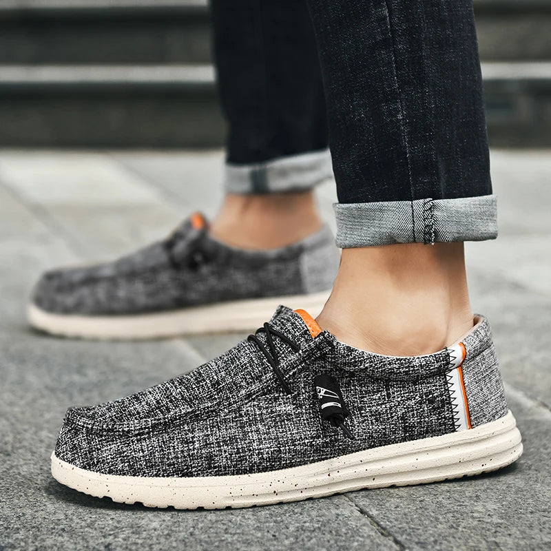 Men's Casual Canvas Shoes Breathable Slip-On Loafers Men Comfortable Flat Sneakers Lightweight Driving Boat Shoes Male Lazy Walk