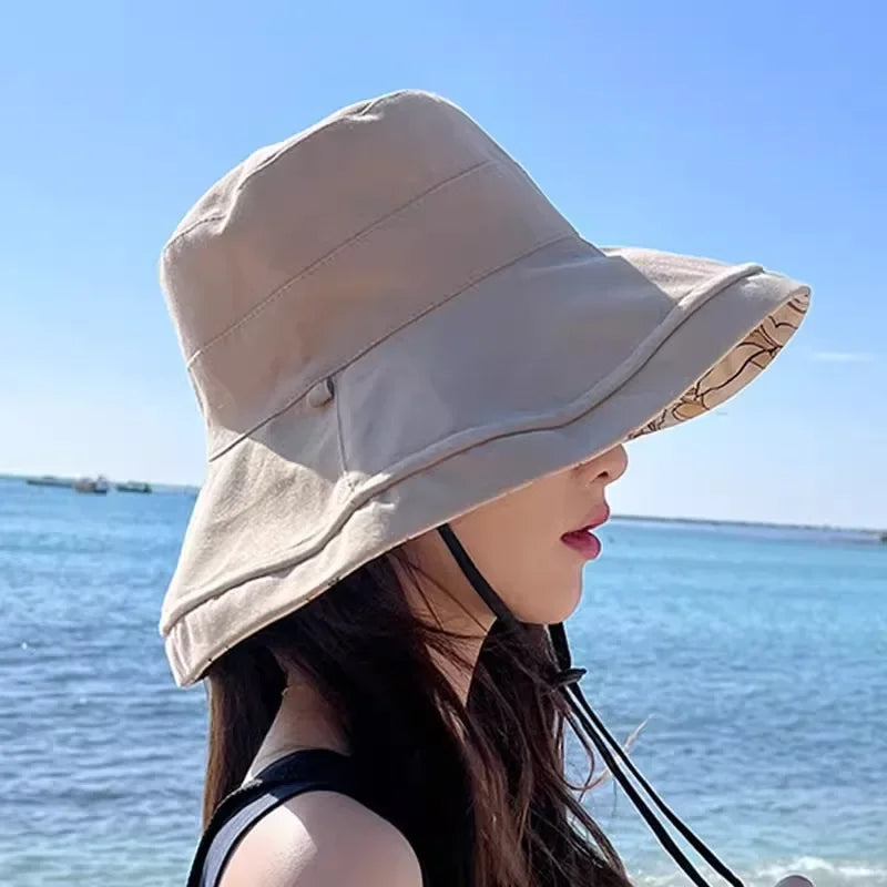Women's Fishing Cap Summer Sun Protection Full Face with Windproof Rope New Summer Large Brim Spring Autumn UV Protection Hat