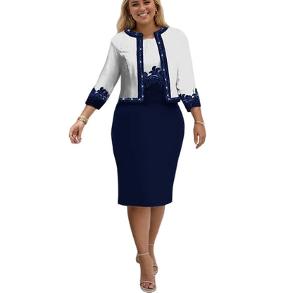 Vučni komad set elegantne ženske haljine setovi tiskani kardigan vrhovi i omotane haljine od kuka odijelo Lady chic flare rukav večernja haljina