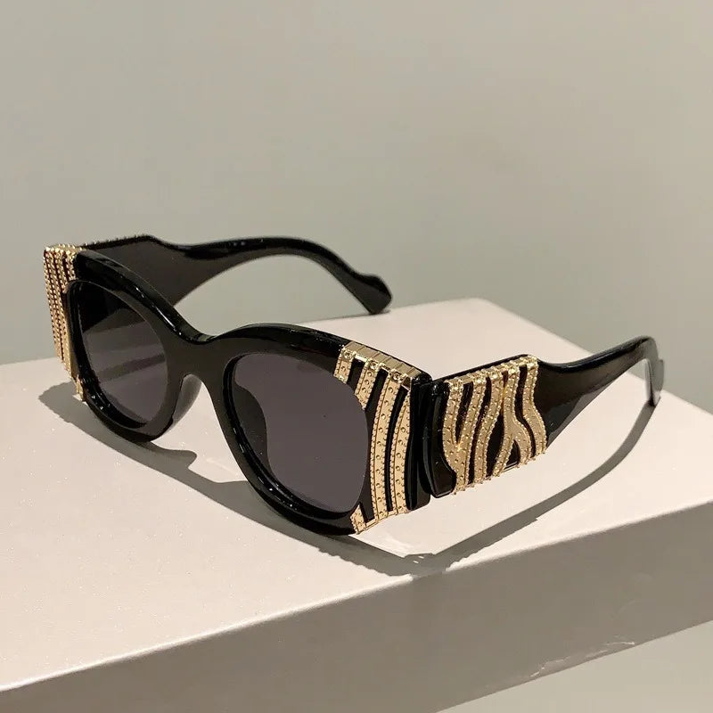 Velké rámové kočičí oční sluneční brýle Ženy módní vintage trendy trendy sluneční brýle punkové nadměrné luxusní značky návrhář značky sexy dámy odstíny