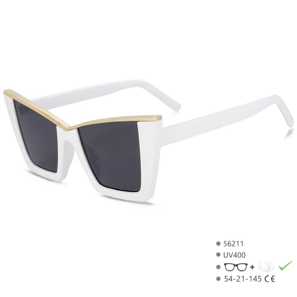 56211 Retro Square Cat Eye Sunglasses Women Popular Sun Glasses Ladies Black Eyeglasses Driver Goggles Uv400 Mirror