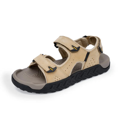 Summer Mens Casual Sandals Genuine Leather Cushion Natural Leather Open Shoes Beach Sandal Adjustable Anti-Skid