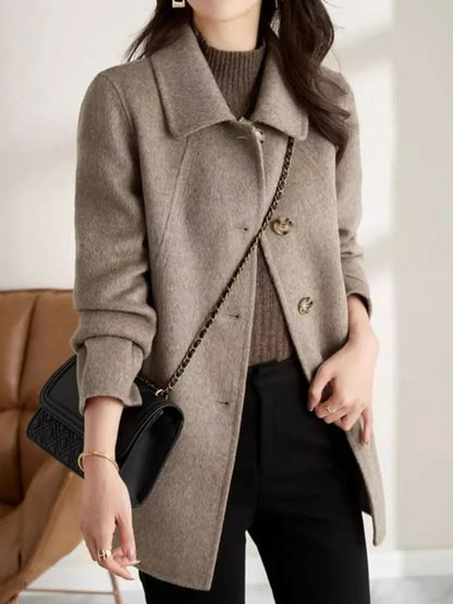 Women's Wool & Blends Coat Long Plain Ladies Jackets Loose Sleeve Casual Cheap Trendy Fashion 2024 Single Medium Outerwears Hot