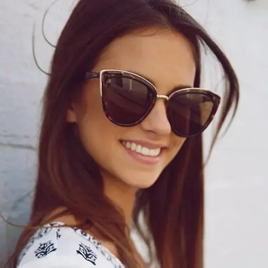 2025 Brand Vintage Cat Eye Sunglasses Woman Retro Driving Round Metal Frame Sun Glasses For Female Mirror UV400
