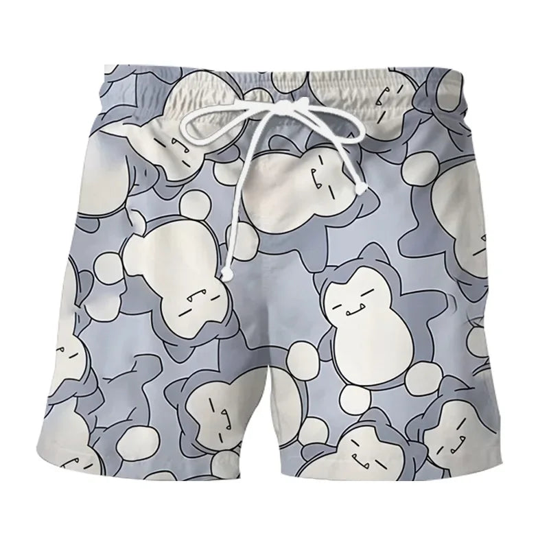 Pokemon Pikachu Gengar Snorlax Shirts floraux Men Femmes Short Short Sleeves Bouton Couple de pyjamas Set Trendy Beach Coat Anime
