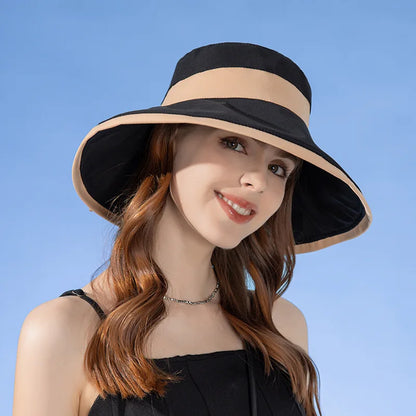 Panama Women's Fisherman Sun Pot Hat Sunscreen Beach Summer Hat Big Brim Fashion Bow Outdoor Cap H41