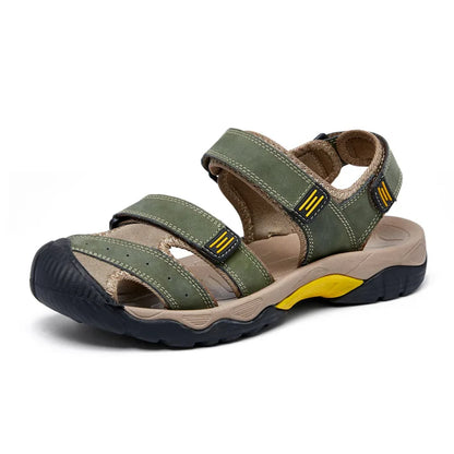 Summer Genuine Leather Men's Sandals Classic Breathable Slip-On Sandals Men Outdoor Casual Beach Sandals Sneakers Plus Size 48