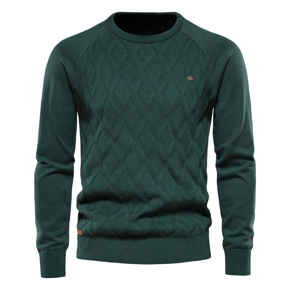 Aiopeson Argyle Basic Men Bullers Color Couleur O Neck à manches longues Male Plafonnée Male Male de mode Hiver Nouveaux pulls chauds pour les hommes
