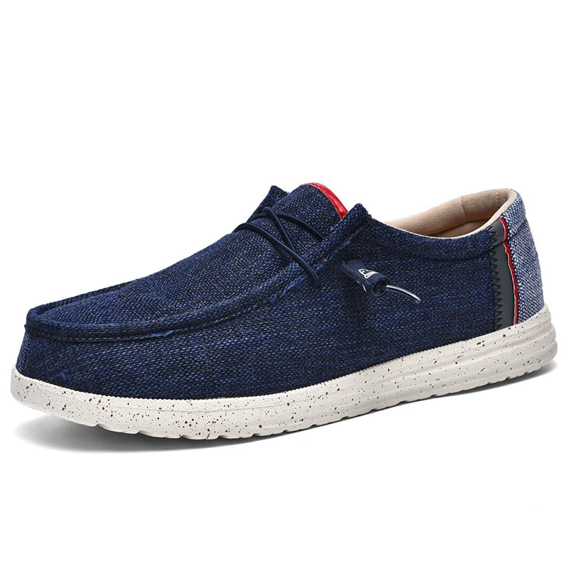 Men's Casual Canvas Shoes Breathable Slip-On Loafers Men Comfortable Flat Sneakers Lightweight Driving Boat Shoes Male Lazy Walk