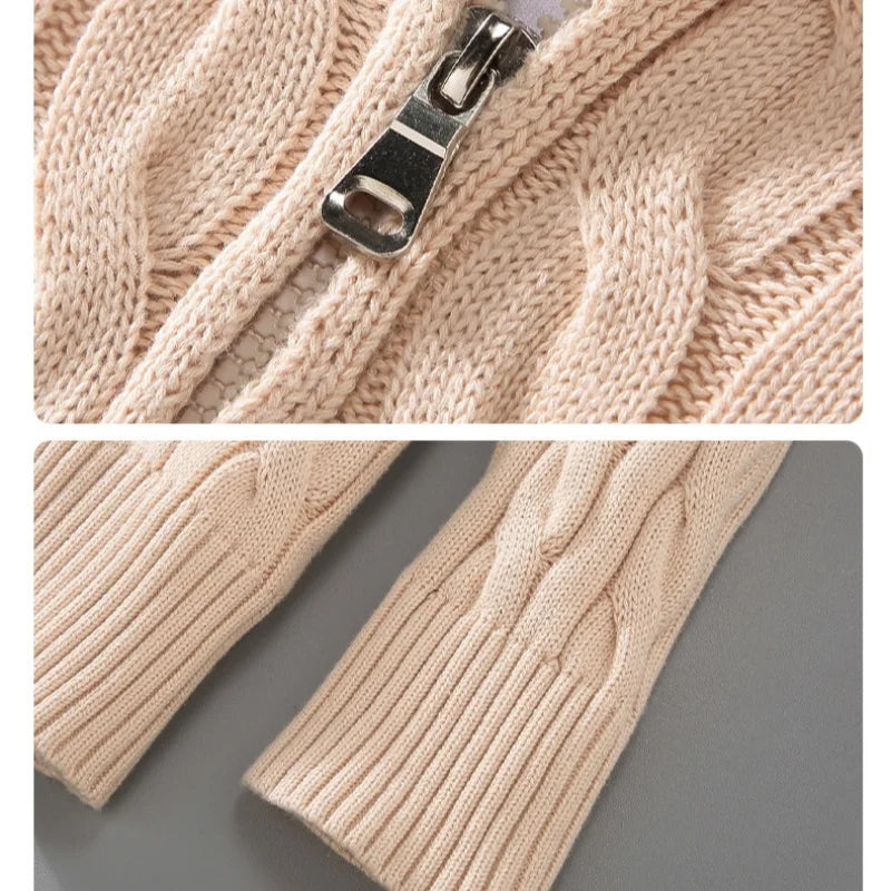 2025 Nuevo otoño Invierno Invierno Menéteres Sweater Men Stand Collar Medio Zip Algodón 100% Grisado Color sólido Ropa de calle principal