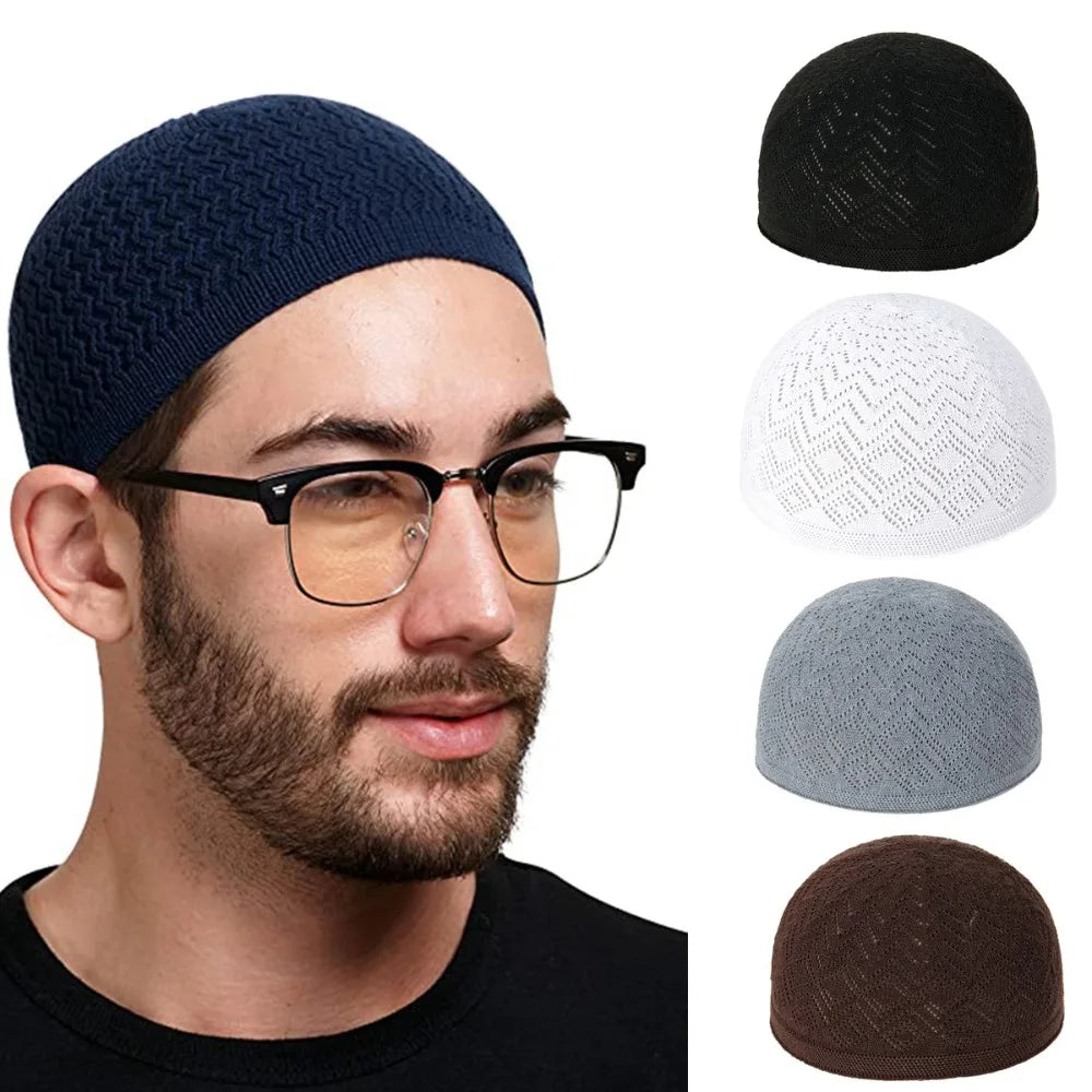 Muslimska män bön hattar unisex vinter varm stickad mössa mössa islam judiska indiska mössor musulman arabiska mäns kippah homme hatt