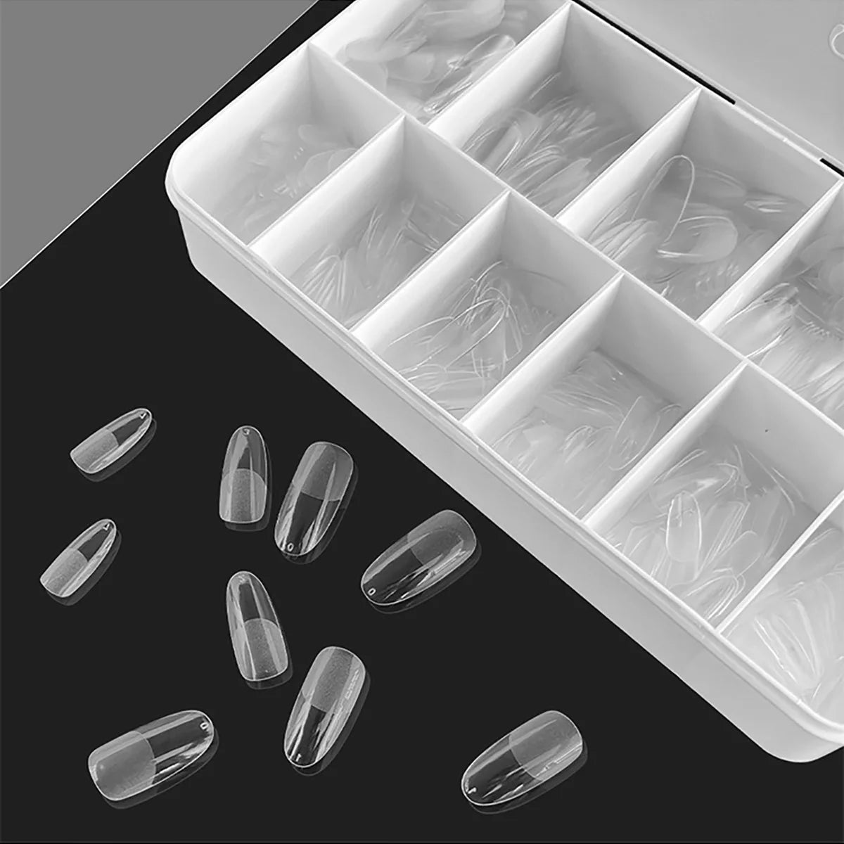 550Pcs Frosted Soft Gel Full Cover Nail Tips,11 Sizes Gel Nail Extensions False Nail Artificial Nails with Case for Nail Salons