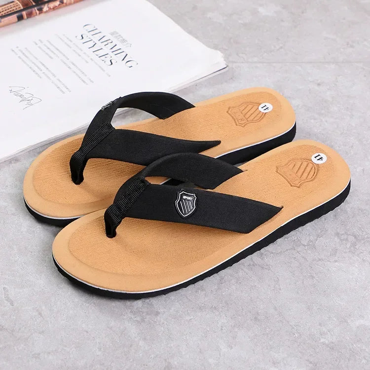 Casual Slippers For Men Flip Flops Beach Sandals Summer Non-Slip Fashion Flat Slides Outdoor Slippers Indoor House Shoes Male