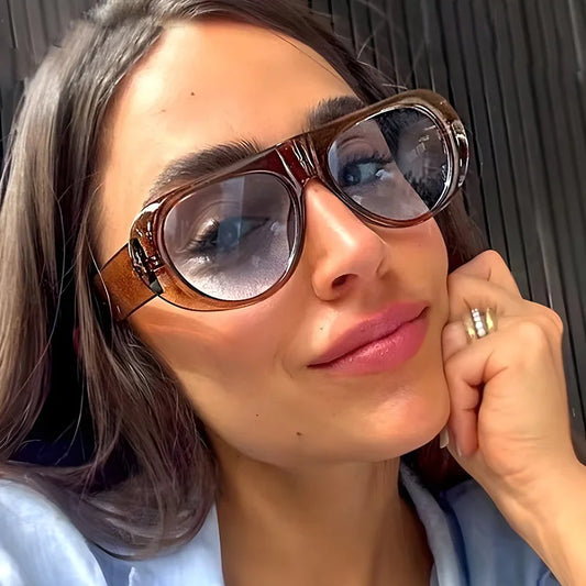 New Oval Sunglasses Women Men Stylish Brand Designer Geometric Sun Glasses Female Male Plastic Big Frame Outdoor Eyewear