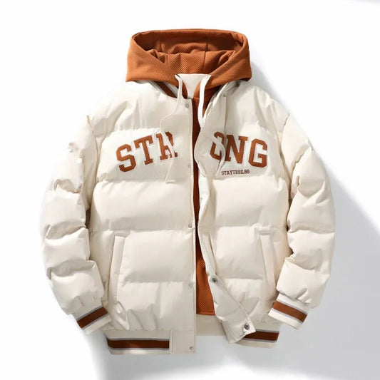 Winter Thickened Men Women Casual Style Windproof Warm Cotton down Jacket Hooded Two-Piece Look Fashionable Brand Outerwear