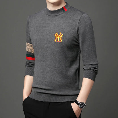 Mode ny 2023 Autumn Winter Casual broderi stickade tröjor tröjor designer o-hals varm jumper män kläder ropa hombre