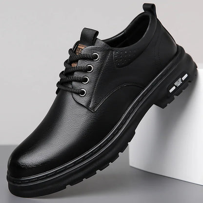 Business Casual Casual Sapatos de couro genuíno masculino Autumn Autumn Novo designer British Style Retro Platform Shoes Men
